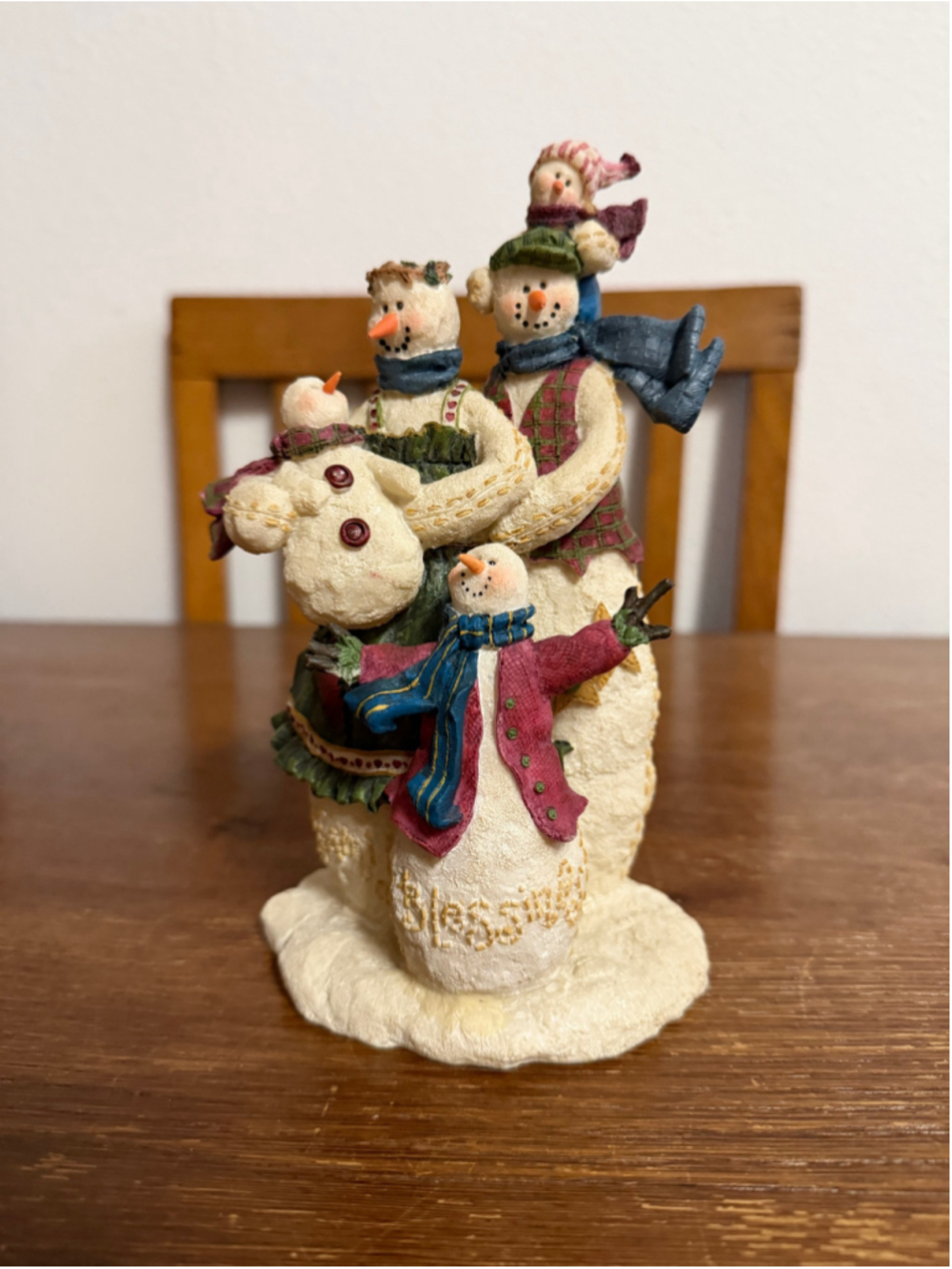 Vintage RAZ Imports Deb Strain Snowman Family Figurine Christmas Folk Art